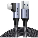 Ugreen Angle (90°) / Braided USB 2.0 Cable USB-C male - USB-A 18W Μαύρο 1m (20299)