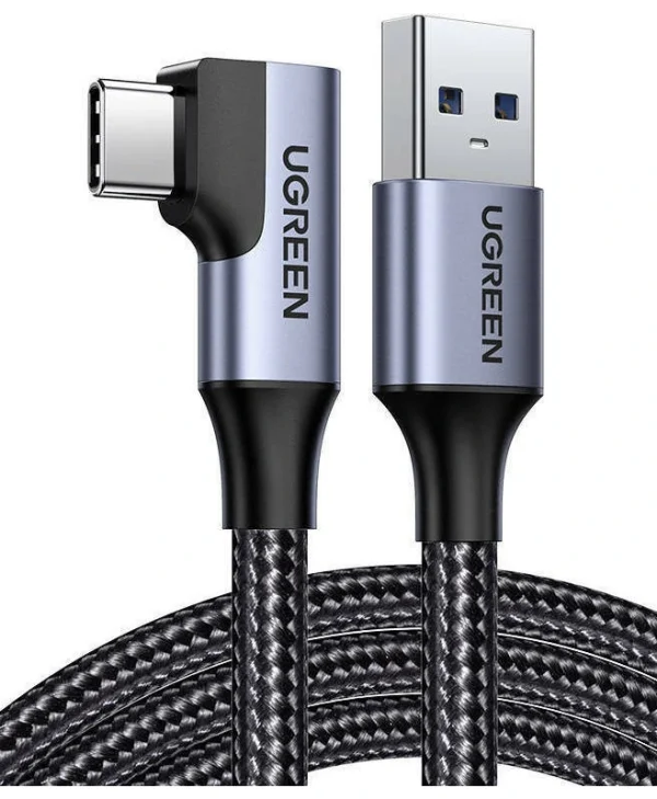 Ugreen Angle (90°) / Braided USB 2.0 Cable USB-C male - USB-A 18W Μαύρο 1m (20299)