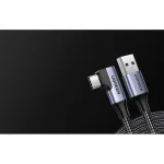 Ugreen Angle (90°) / Braided USB 2.0 Cable USB-C male - USB-A 18W Μαύρο 1m (20299) - Image 3