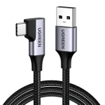 Ugreen Angle (90°) / Braided USB 2.0 Cable USB-C male - USB-A 18W Μαύρο 1m (20299) - Image 4