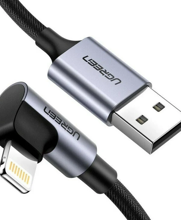 Ugreen Angle (90°) / Braided USB to Lightning Cable Μαύρο 1m (60521)