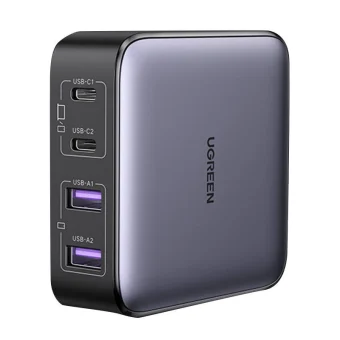 Ugreen Φορτιστής Χωρίς Καλώδιο με 2 Θύρες USB-A και 2 Θύρες USB-C 65W Power Delivery / Quick Charge 4.0 Μαύρος (Nexode GaN CD327) 90747B