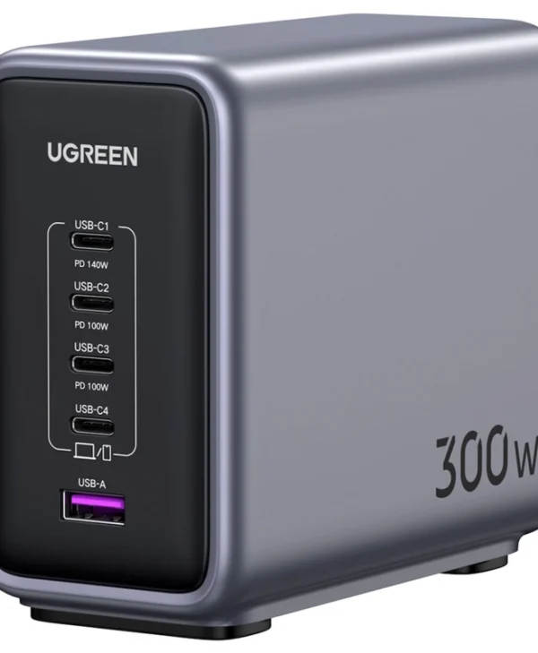 Ugreen Βάση Φόρτισης GaN με Θύρα USB-A και 4 Θύρες USB-C 300W Power Delivery σε Μαύρο χρώμα (Nexode) 90903B
