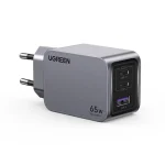 Ugreen Φορτιστής GaN με Θύρα USB-A και 2 Θύρες USB-C και Καλώδιο USB-C - USB-C 65W Power Delivery / Quick Charge 4.0 Γκρι (Nexode Pro) 25871 - Image 2