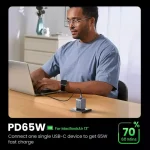 Ugreen Φορτιστής GaN με Θύρα USB-A και 2 Θύρες USB-C και Καλώδιο USB-C - USB-C 65W Power Delivery / Quick Charge 4.0 Γκρι (Nexode Pro) 25871 - Image 6