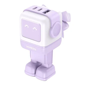 Ugreen Φορτιστής Χωρίς Καλώδιο GaN με Θύρα USB-A και 2 Θύρες USB-C 65W Power Delivery / Quick Charge 4.0 Μωβ (Robot) 35291