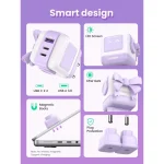 Ugreen Φορτιστής Χωρίς Καλώδιο GaN με Θύρα USB-A και 2 Θύρες USB-C 65W Power Delivery / Quick Charge 4.0 Μωβ (Robot) 35291 - Image 5
