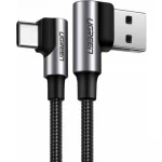 Ugreen US176 Angle (90°) / Braided USB 2.0 Cable USB-C male - USB-A 18W Γκρι 1m (20856)