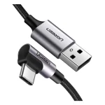Ugreen US176 Angle (90°) / Braided USB 2.0 Cable USB-C male - USB-A 18W Γκρι 1m (20856) - Image 8