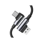 Ugreen US176 Angle (90°) / Braided USB 2.0 Cable USB-C male - USB-A 18W Γκρι 1m (20856) - Image 11