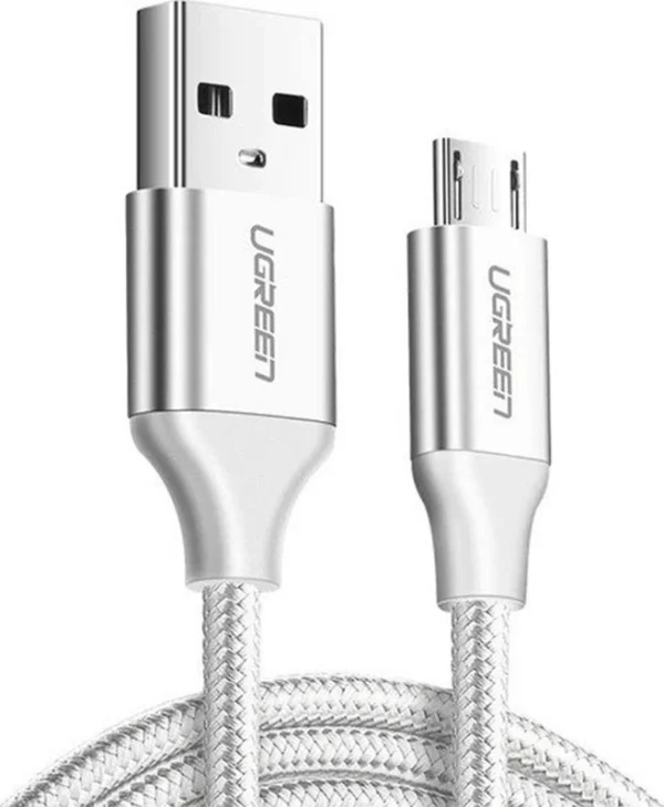 Ugreen US290 Braided USB 2.0 to micro USB Cable Λευκό 2m (60153)