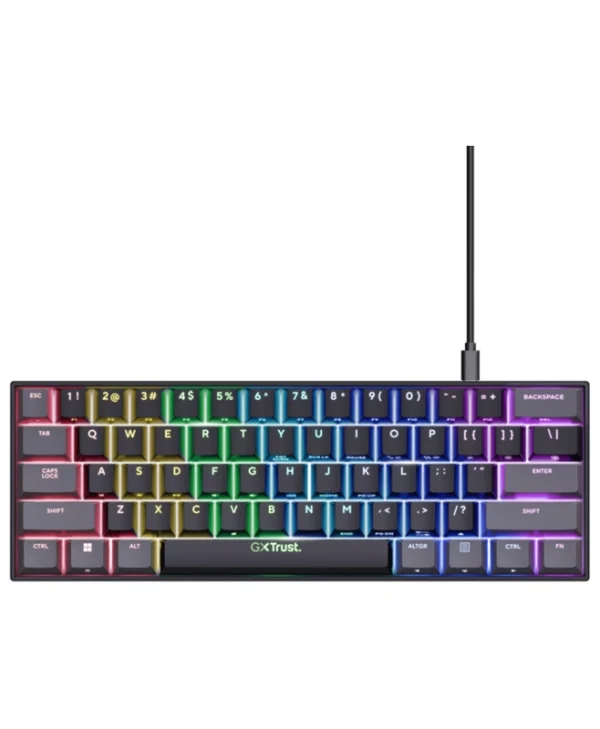 Trust GXT 867 Acira Gaming Μηχανικό Πληκτρολόγιο 60% με Outemu Red διακόπτες και RGB φωτισμό (Αγγλικό US) 24882
