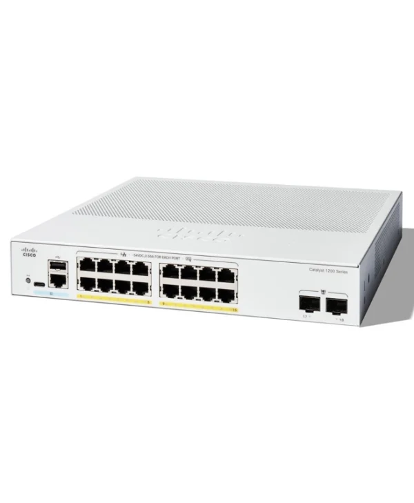 Cisco Catalyst C1200-16P-2G Managed L2 PoE+ Switch με 18 Θύρες Gigabit (1Gbps) Ethernet και 2 SFP Θύρες