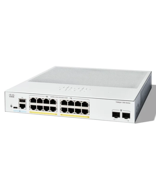 Cisco Catalyst 1300 Managed L2 / L3 PoE Switch με 16 Θύρες Gigabit (1Gbps) Ethernet και 2 SFP Θύρες C1300-16FP-2G