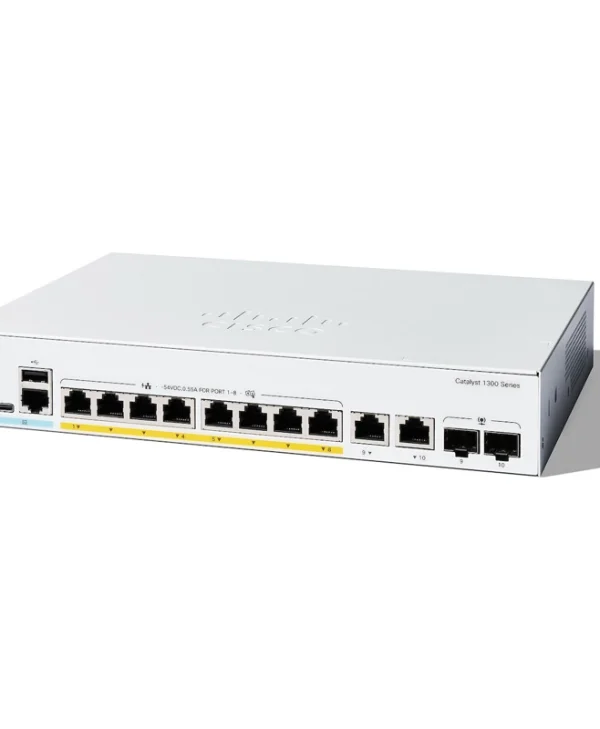 Cisco Catalyst C1300-8P-E-2G Managed L2 PoE+ Switch με 8 Θύρες Gigabit (1Gbps) Ethernet και 2 SFP Θύρες