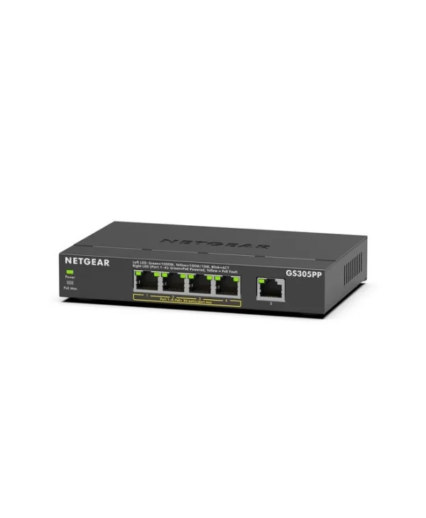 NetGear GS305PP Unmanaged L3 PoE+ Switch με 5 Θύρες Gigabit (1Gbps) Ethernet GS305PP-300EUS