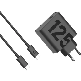 Motorola Φορτιστής με 2 Θύρες USB-C και Καλώδιο USB-C - USB-C 125W Μαύρος (Turbopower) SJMC1252
