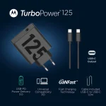Motorola Φορτιστής με 2 Θύρες USB-C και Καλώδιο USB-C - USB-C 125W Μαύρος (Turbopower) SJMC1252 - Image 6