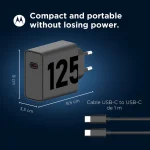 Motorola Φορτιστής με 2 Θύρες USB-C και Καλώδιο USB-C - USB-C 125W Μαύρος (Turbopower) SJMC1252 - Image 7
