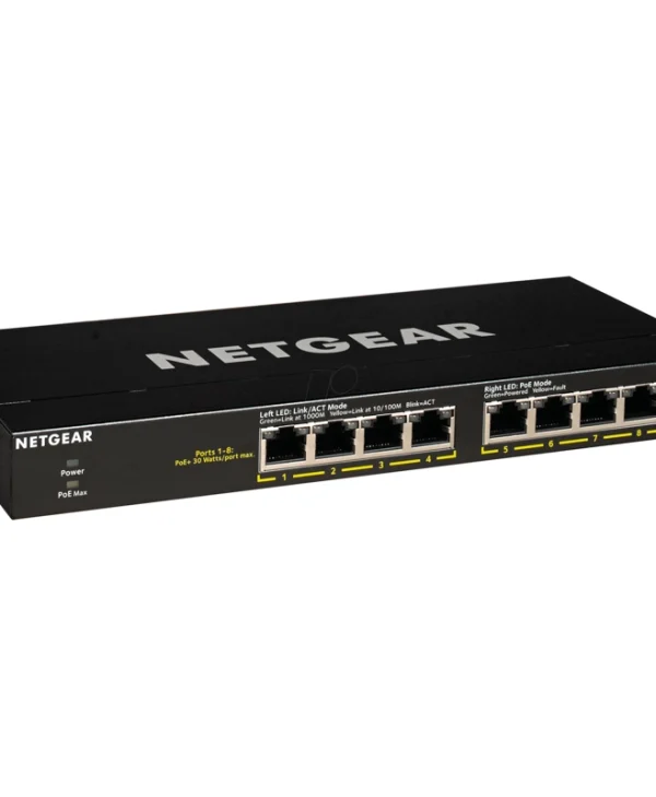 NetGear GS308PP Unmanaged L2 PoE+ Switch με 8 Θύρες Gigabit (1Gbps) Ethernet GS308PP-100EUS