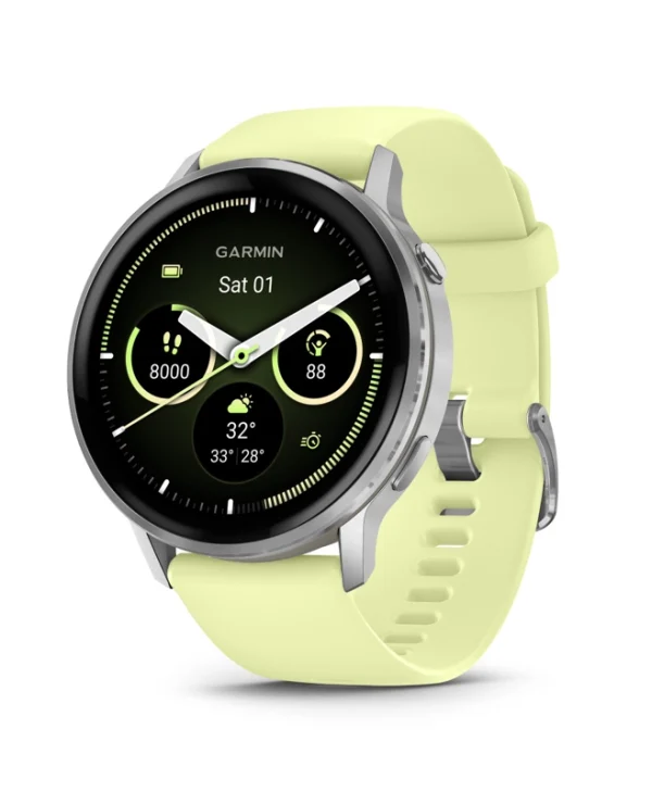 Garmin Venu 4 Stainless Steel 45mm Αδιάβροχο Smartwatch με Παλμογράφο (Silver with Citron) 010-03014-02