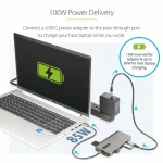 StarTech USB-C Docking Station με HDMI/DisplayPort 4K PD Ethernet και σύνδεση 3 Οθονών Ασημί (154B-USBC-MULTIPORT) - Image 11