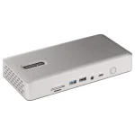 StarTech Thunderbolt 4 Docking Station με HDMI/DisplayPort 4K PD Ethernet και σύνδεση 4 Οθονών Ασημί (132UE-TB4USB4DOCK)