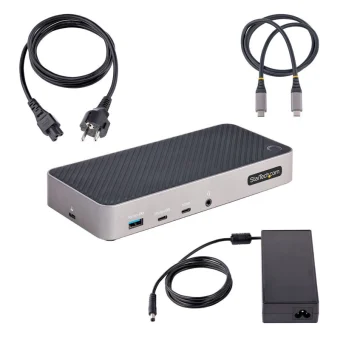 StarTech USB-C Docking Station με HDMI/DisplayPort 4K PD Ethernet και συνδεση 3 Οθονών Γκρι (S55174601) 116E-USBC-DOCK