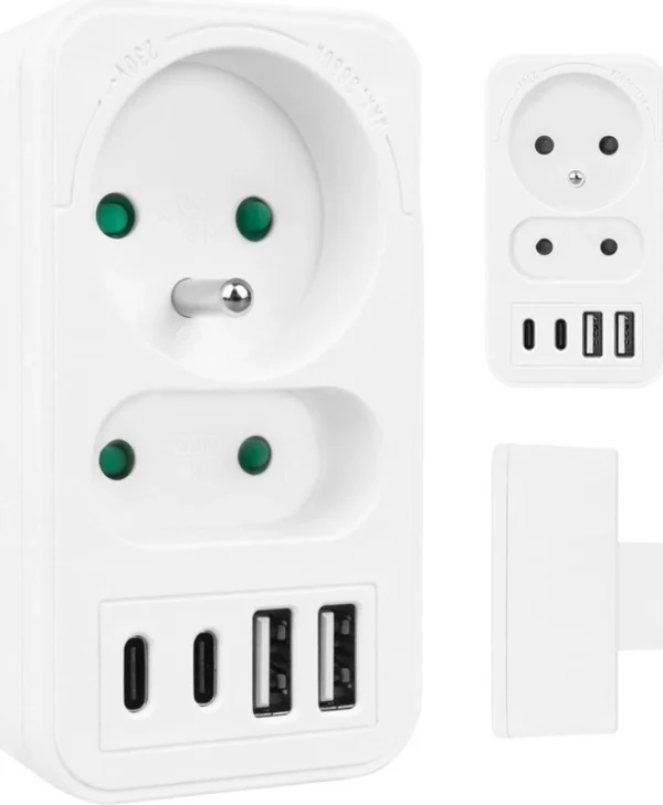 Maclean Energy Πολύπριζο 2 Θέσεων με 4 USB-A και 2 USB-C Χωρίς Καλώδιο MCE249 F/W