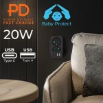 Maclean Energy Πολύπριζο Γαλλικό SHUKO 2 Θέσεων με 2 USB-A και 2 USB-C Χωρίς Καλώδιο MCE249 F/B - Image 2
