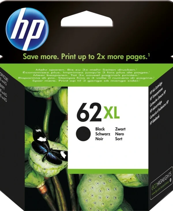 HP 62XL Γνήσιο Μελάνι Εκτυπωτή InkJet Μαύρο (C2P05AE) C2P05AE#UUQ