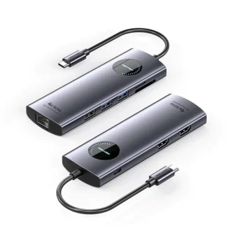 Vention 9-in-1 USB-C Docking Station με HDMI 4K PD Ethernet και σύνδεση 2 Οθονών Γκρι TQVHB
