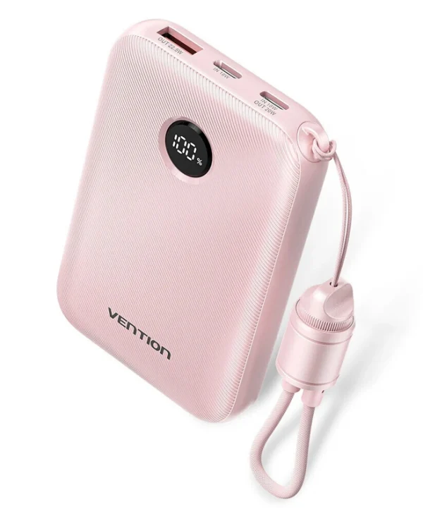 Vention Power Bank 10000mAh 22.5W με Θύρα USB-A και Θύρα USB-C Ροζ FKAP0-C