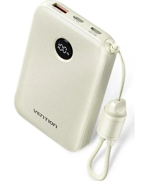 Vention Power Bank 10000mAh 22.5W με Θύρα USB-A και Θύρα USB-C Μπεζ FKAN0-C