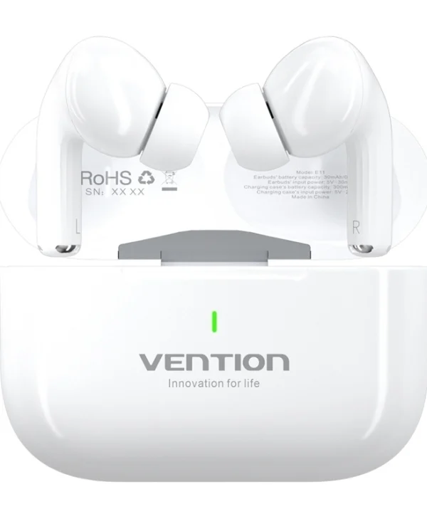 Vention In-ear Bluetooth Handsfree Ακουστικά με Αντοχή στον Ιδρώτα και Θήκη Φόρτισης Λευκά NBVW0