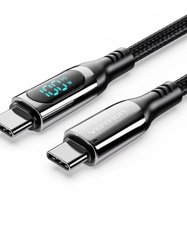 Vention LED USB 2.0 Cable USB-C male - USB-C 100W Μαύρο 1.2m (480MBPS) TAYBAV