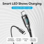 Vention LED USB 2.0 Cable USB-C male - USB-C 100W Μαύρο 1.2m (480MBPS) TAYBAV - Image 3