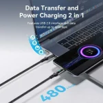 Vention LED USB 2.0 Cable USB-C male - USB-C 100W Μαύρο 1.2m (480MBPS) TAYBAV - Image 5