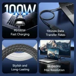 Vention It Cable Usb-c 3.2 Gen2 M-m 1.0m Braided Aluminum White Trgwf TRGWF - Image 4