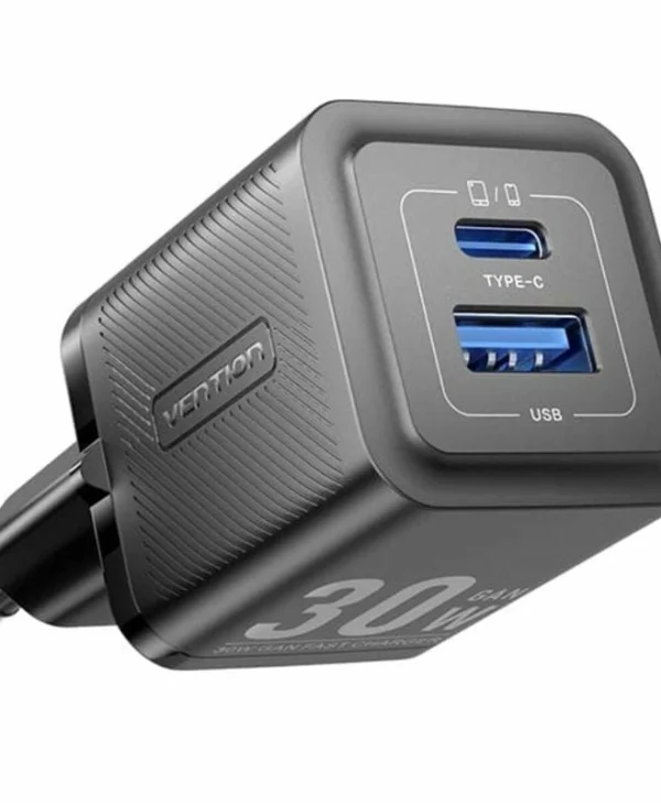 Vention Φορτιστής Χωρίς Καλώδιο GaN με Θύρα USB-A και Θύρα USB-C 30W Power Delivery / Quick Charge 3.0 Μαύρος (FEQB0-EU)