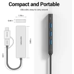 Vention USB 3.0 Hub 4 Θυρών με σύνδεση USB-C CHTBB - Image 4