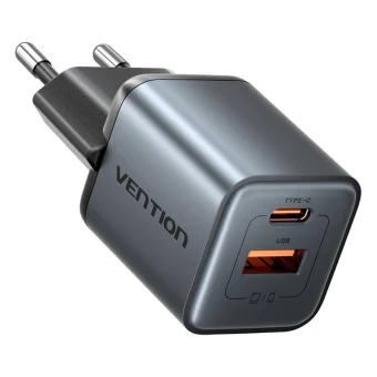 Vention Φορτιστής Χωρίς Καλώδιο GaN με Θύρα USB-A και Θύρα USB-C 30W Μαύρος FEWH0-EU