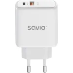 Savio Φορτιστής Χωρίς Καλώδιο με Θύρα USB-A και Θύρα USB-C 20W Power Delivery Λευκός (LA-12)