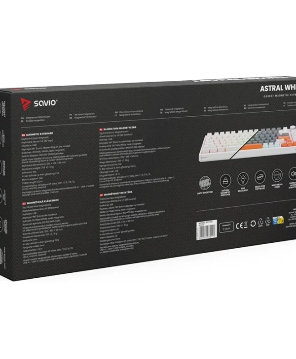Savio Astral Gaming Πληκτρολόγιο με RGB φωτισμό (Αγγλικό US) Λευκό ASTRAL WHITE JADE