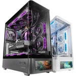 Mars Gaming MC-LCDPRO Gaming Midi Tower Κουτί Υπολογιστή με Πλαϊνό Παράθυρο Μαύρο TACMARS-MCLCDPRO