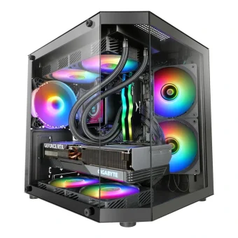 Tacens MARS MC-3TLITE Mini Tower Κουτί Υπολογιστή με Πλαϊνό Παράθυρο και ARGB Φωτισμό Μαύρο TACMARS-MC3TLITE