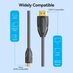 Vention HDMI 2.0 Cable micro HDMI male - HDMI male 2m Μαύρο VAA-D03-B200 - Image 3