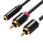 Vention Καλώδιο 3.5mm female - 3x RCA male Μαύρο 1.5m (VAB-R01-B150)