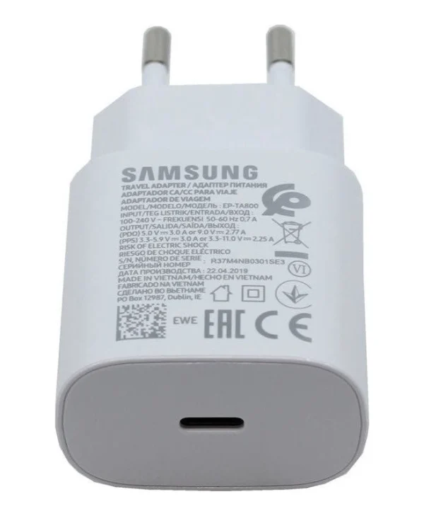 Samsung Φορτιστής Χωρίς Καλώδιο με Θύρα USB-C 25W Power Delivery Λευκός (EP-TA800E Bulk) GP-PTU021SOAWQ