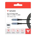 Verbatim Braided / LED USB 4 Cable USB-C male - USB-C 240W Μαύρο 1.2m 31849 - Image 7